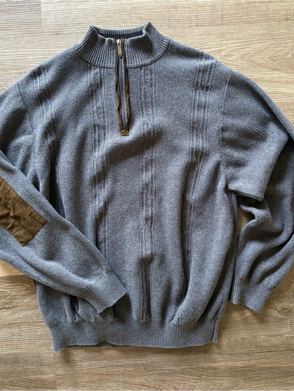 Men's Half-Zip Mock Neck Sweater - Gray